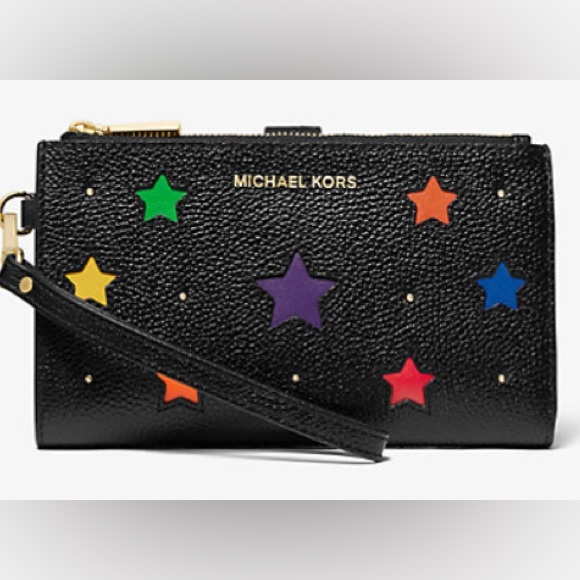 Michael Kors Adele Star-Cutout Pebbled Leather Wallet - Picture 1 of 5